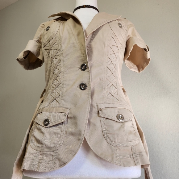 White House Black Market Laced Up Corseted Military Style Khaki Button Up Vest 0 - Picture 4 of 13